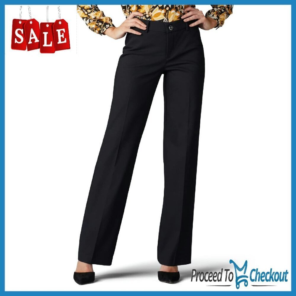 Women's Flex Motion Trouser Pants Regular Fit Mid Rise Work Wear